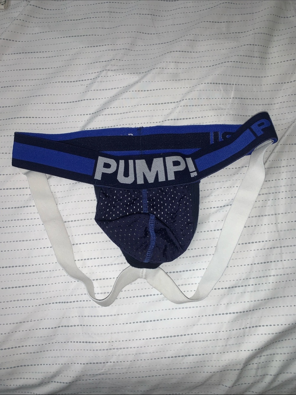 PUMP! Men's Navy Blue Support Jockstrap with White Straps